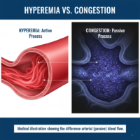 Medical illustration showing the difference between arterial (active) and venous (passive) blood flow.