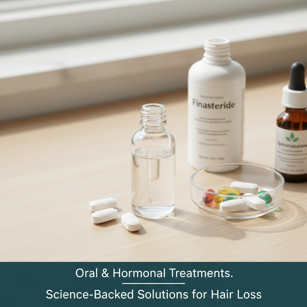 Pharmaceutical treatments for managing androgenetic alopecia.