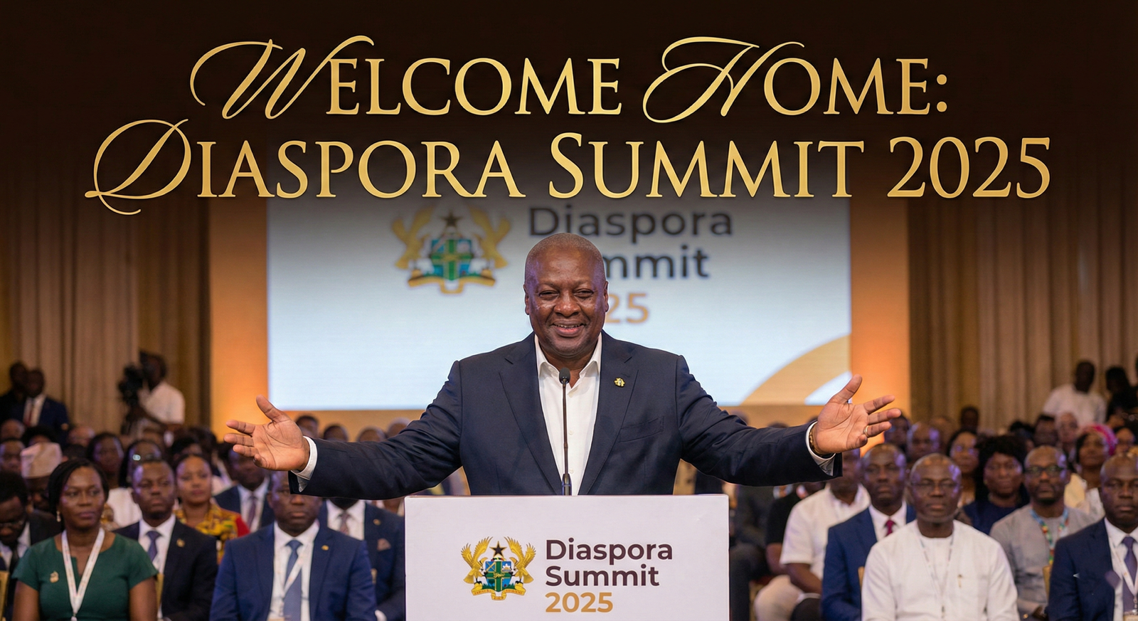 President John Mahama delivering the opening address at the 2025 Diaspora Summit in Ghana.