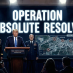 President Trump announcing the capture of Nicolás Maduro during a press conference.