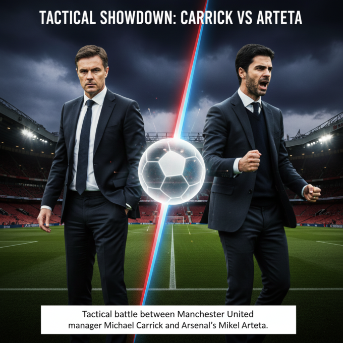 Tactical battle between Manchester United manager Michael Carrick and Arsenal's Mikel Arteta.