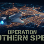 Tactical illustration of F-35 jets over Caracas during Operation Southern Spear.