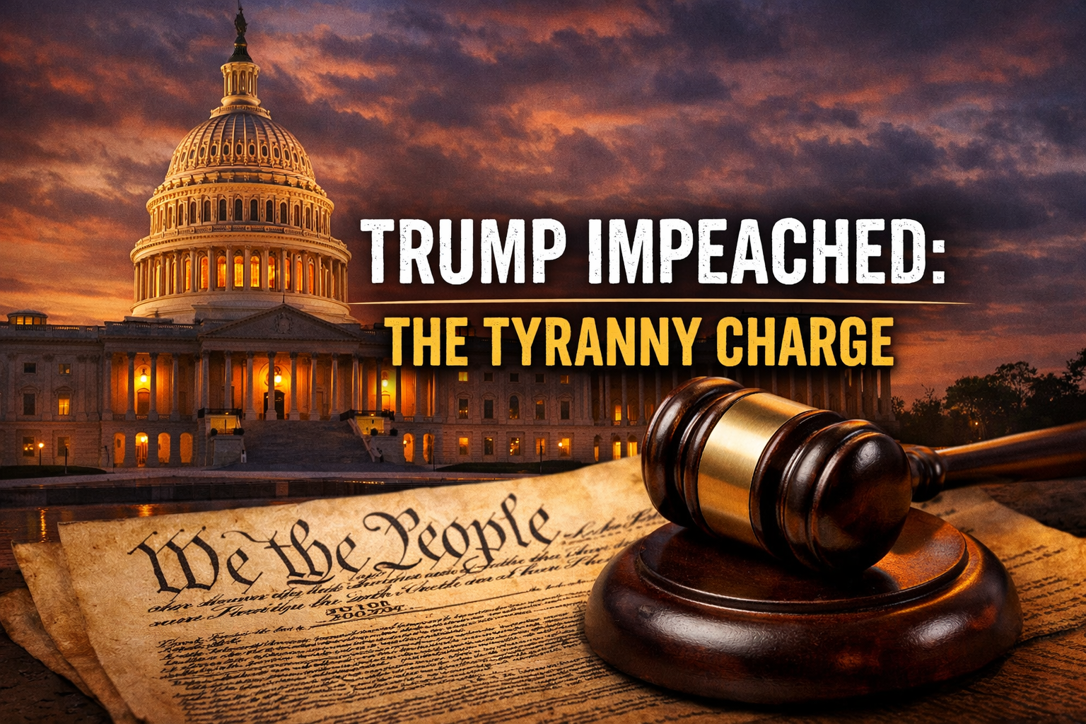 U.S. Capitol building and gavel representing Trump's 2025 impeachment process.