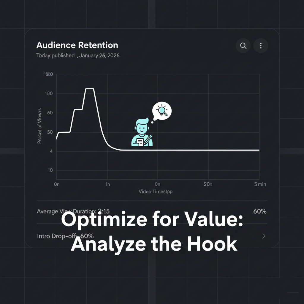 YouTube analytics dashboard showing a retention graph for content optimization