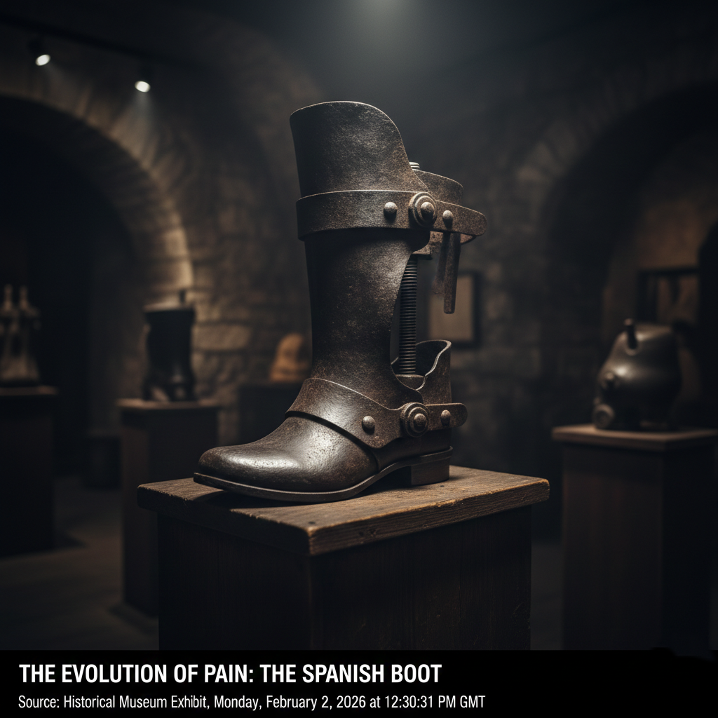 A historical reconstruction of the Spanish Boot torture device.