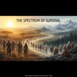 An illustration of human migration from Africa to northern climates showing the change in skin tones.