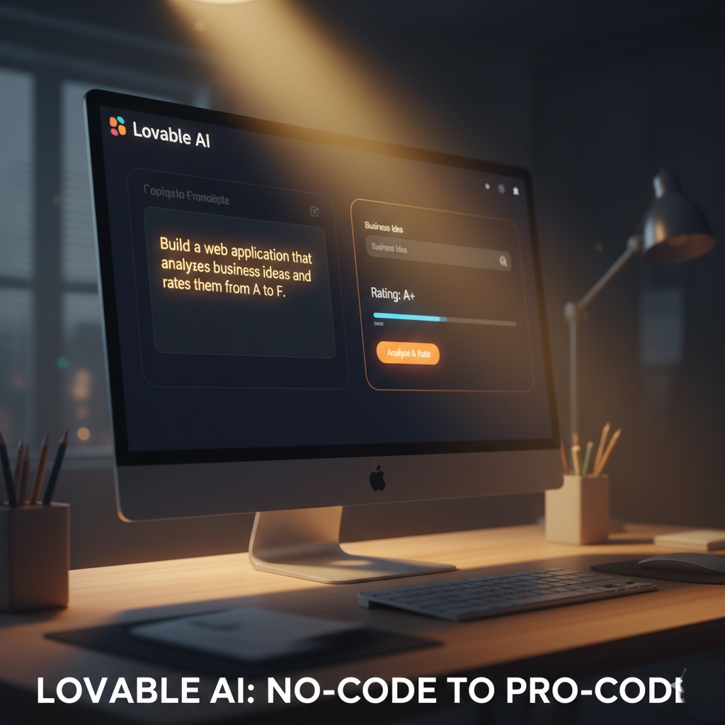 The Lovable AI interface building a web application from a text prompt.