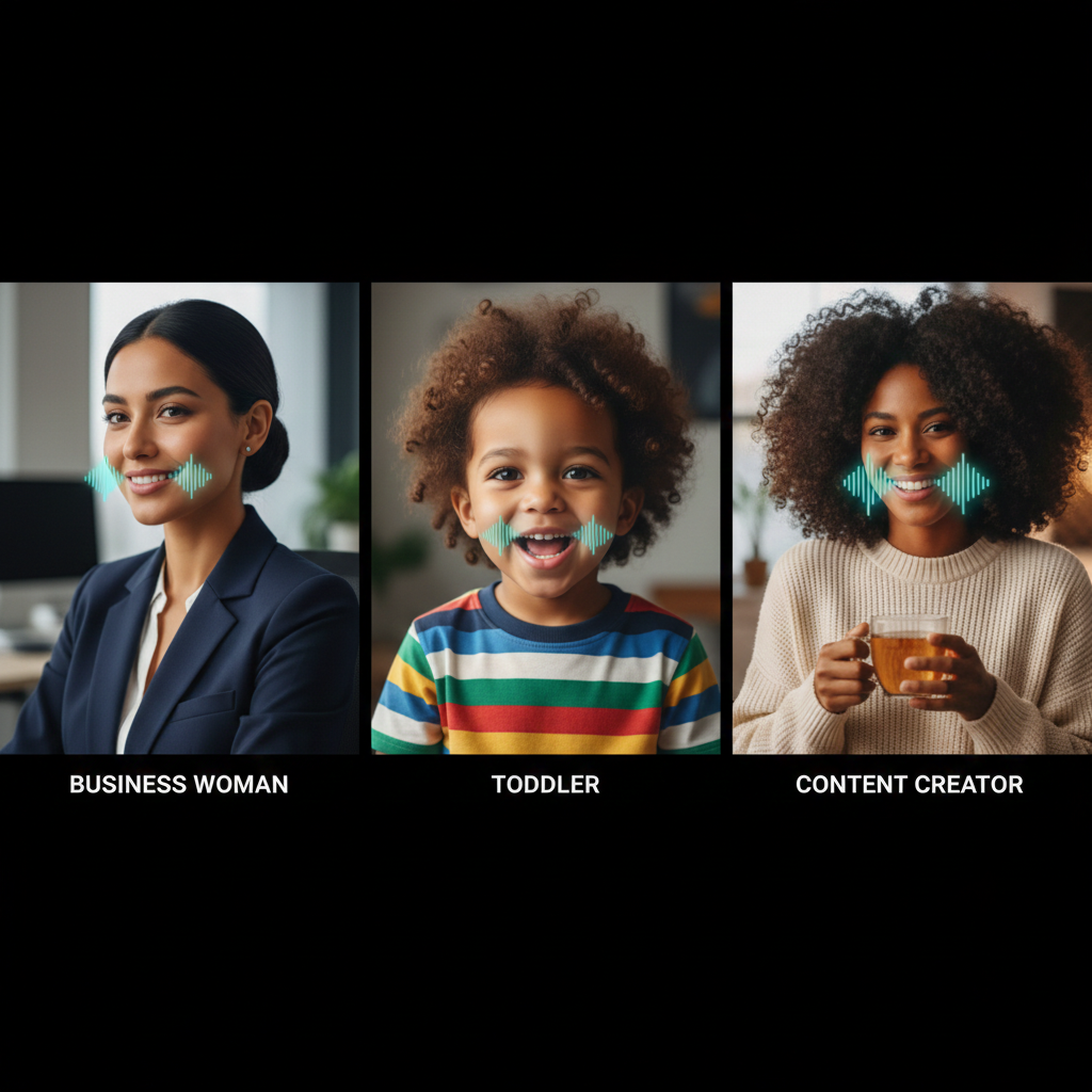 Various talking AI characters generated using free tools.