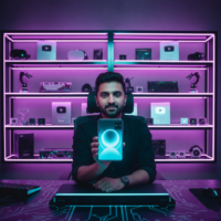 Arun Maini of Mrwhosetheboss in a high-tech studio setting.