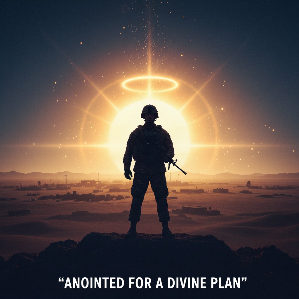 Conceptual image representing religious rhetoric within military command.